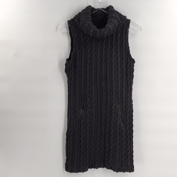 MINE Grey Cable Knit Sweater Sleeveless Dress L - Picture 2 of 8